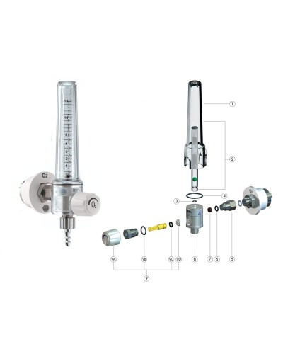 Detendeur debitmetre a bille pour grande bouteille, Regflow