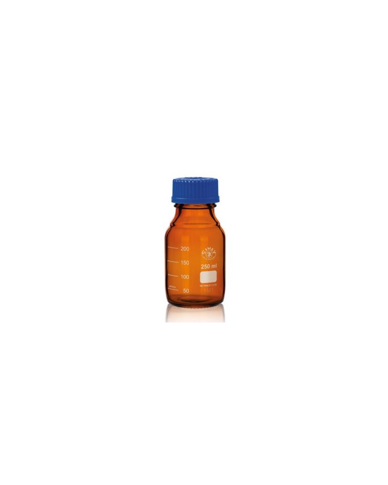 Flacon gradué ISO en verre borosilicaté 3.3 ambré, 2000ml avec bouchon