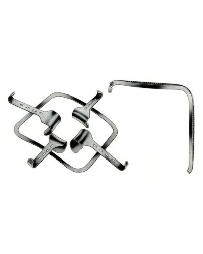 Écarteur abdominal KIRSCHNER, avec cadre fixe voûté et 4 lames