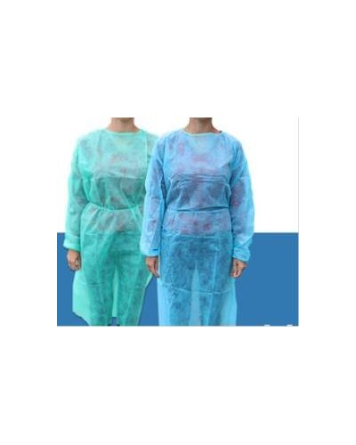 Blouse de protection non tissée 25g ;  poignets élastiquées ; Coloris bleu ou vert; lot de 10