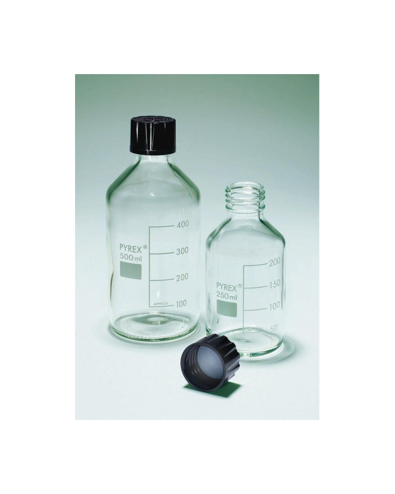 Flacon en verre borosilicaté Pyrex 500ml gradué avec bouchon à vis