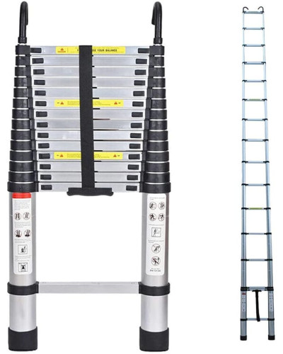 Échelle télescopique de 5 m, réglage de la hauteur libre,  verrouillage automatique, charge 150 kg