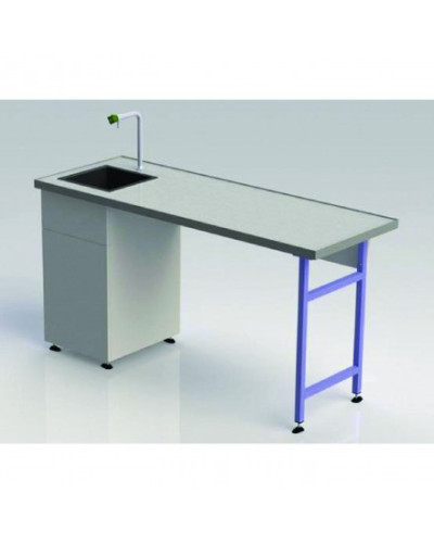Table de laboratoire en acier avec évier