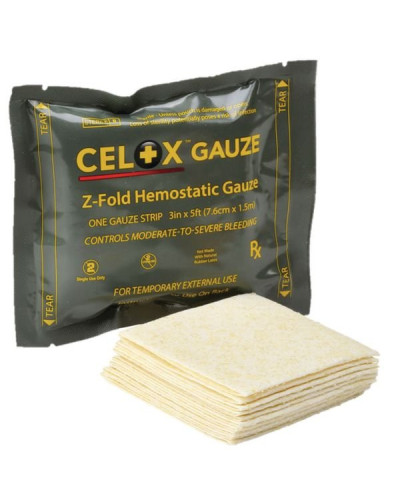 Bande de gaze hémostatique CELOX, pli en Z