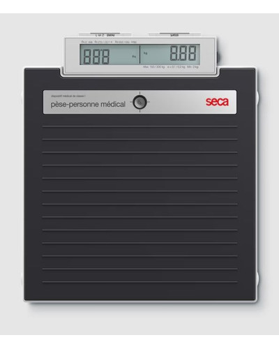 Pèse-personne plat digital, avec bouton-poussoir et double affichage