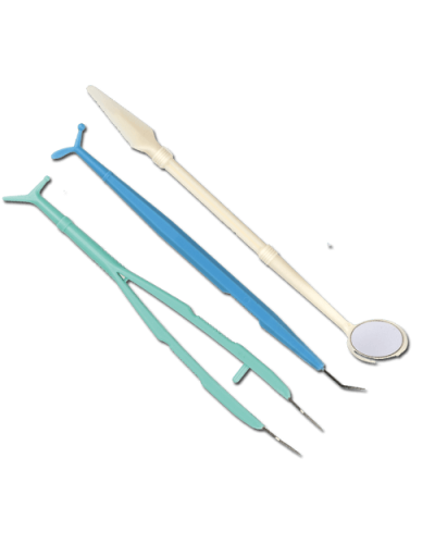 Lot de 10 Kits d\'examen dentaire stériles jetables (miroir, sonde et pince à épiler)
