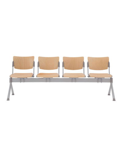 Chaise sur poutre avec assise en bois 4 places