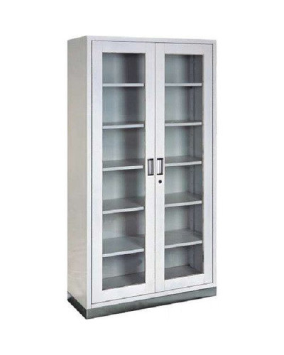 Armoire à 2 portes vitrée avec base en acier inoxydable (démontable)