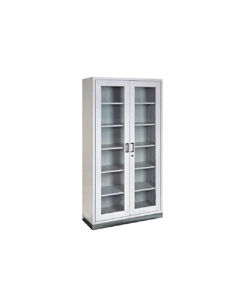 Armoire à 2 portes vitrée avec base en acier inoxydable (démontable)