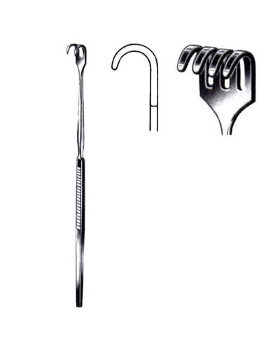 Crochet TENDON Pointu 4 dents petite courbe 16.5cm