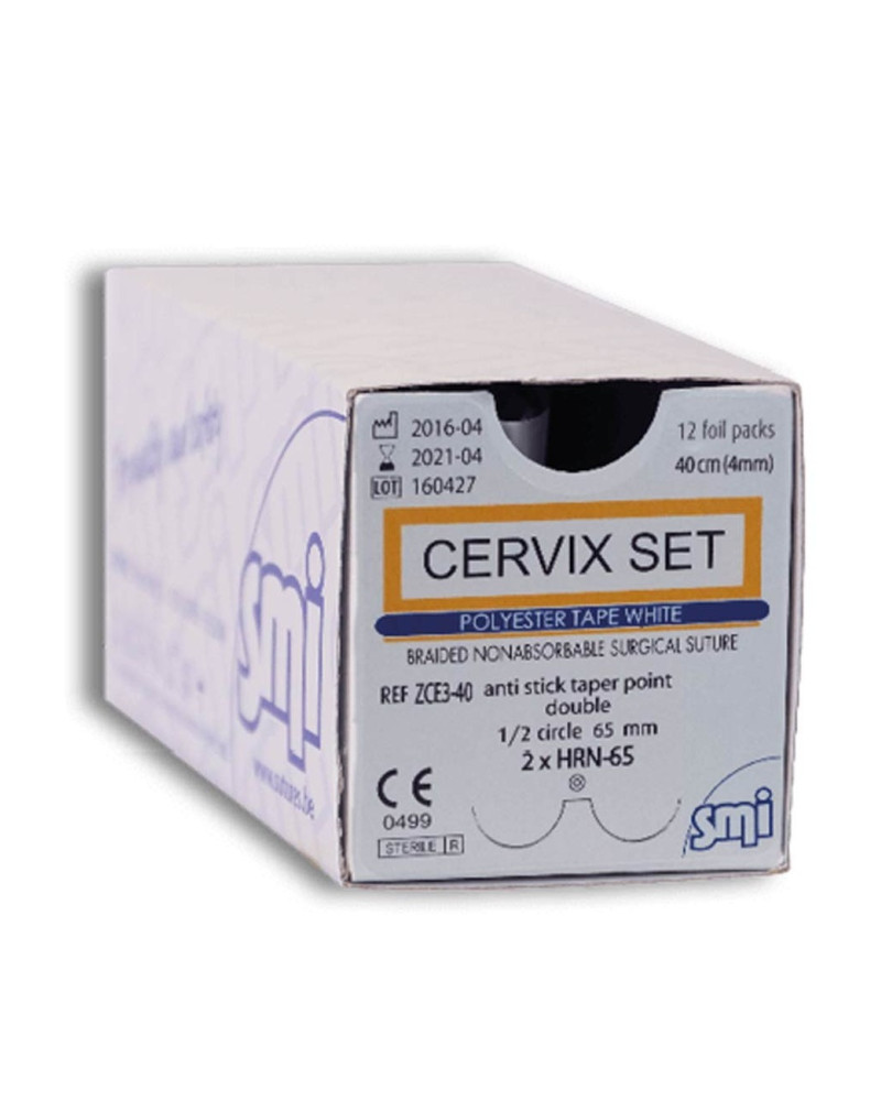 CERCLAGE UTERIN CERVIX 2 AIG. 50 MM + BANDE 4 MM POLYESTER 50 CM, BOITE DE 12