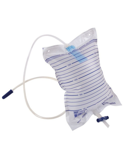 Poche à urine avec valve et vidange, fermeture SafeT