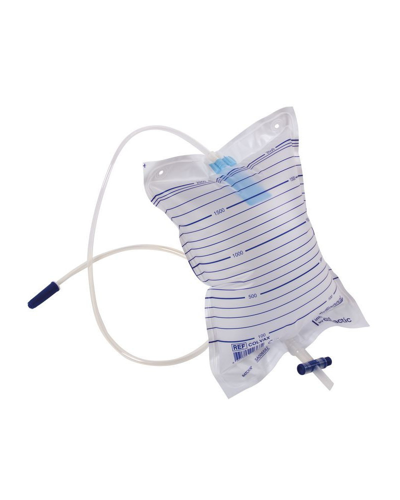 Poche à urine avec valve et vidange, fermeture SafeT