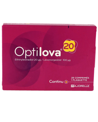 Contraceptif homonal OPTILOVA 20 µg/100 µg 1PL/21 Blanc +7R