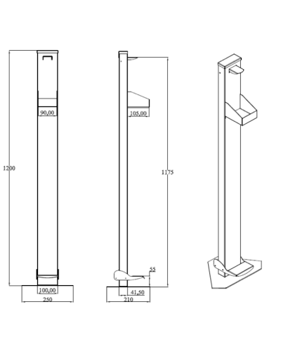 Distributeur de Gel désinfectant à  Pédale Modèle PDK1000