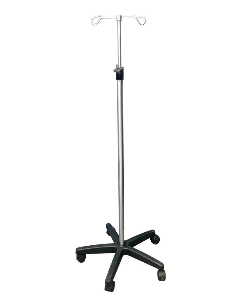 Pied à sérum 2 crochets en inox