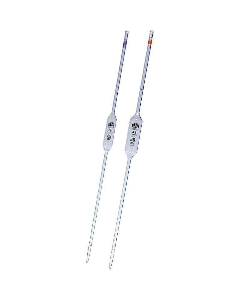 Pipettes jaugées en verre 2 traits, classe A, 50 ml
