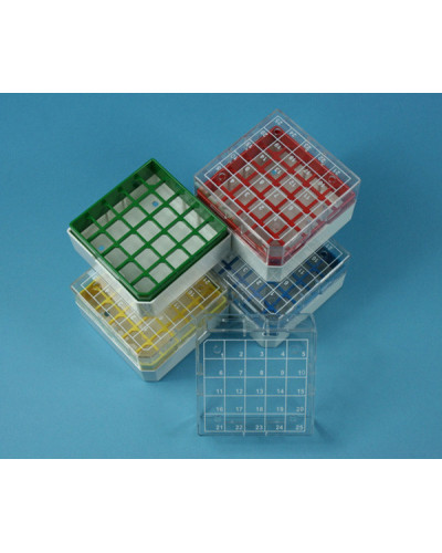 Boite en polycarbonate pour tubes cryogéniques, 25 puits