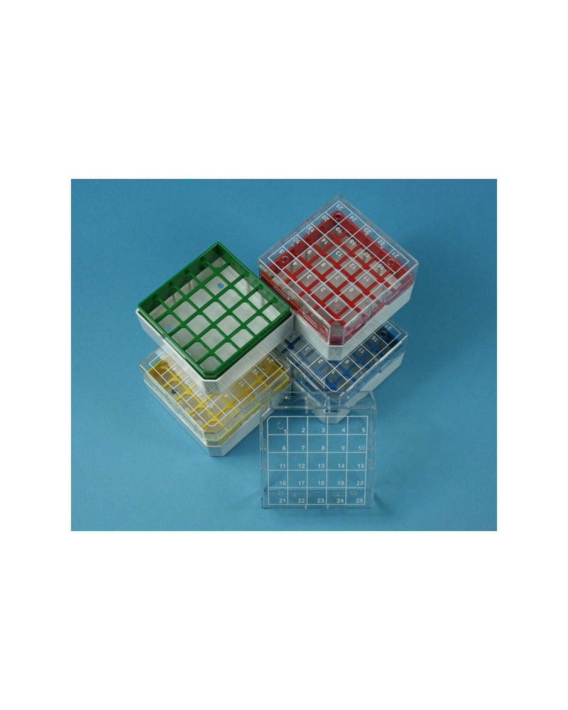 Boite en polycarbonate pour tubes cryogéniques, 25 puits
