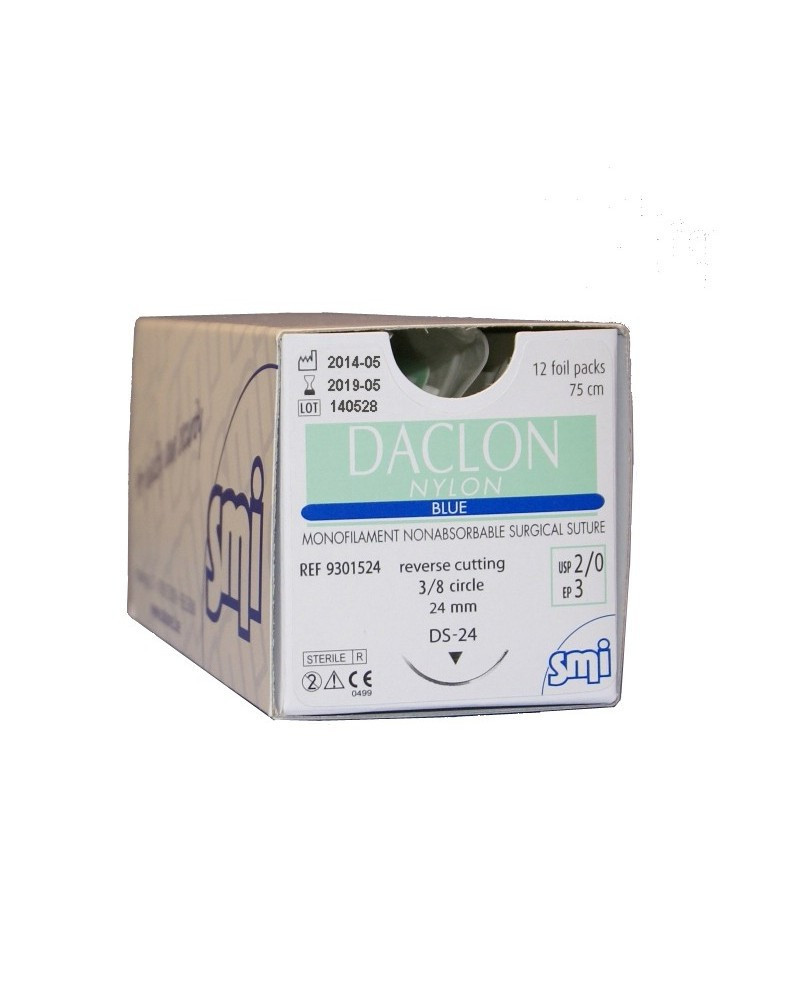 Fil de suture Nylon 3/0, cercle 30mm, coupe inversée 3/8, boite de 12