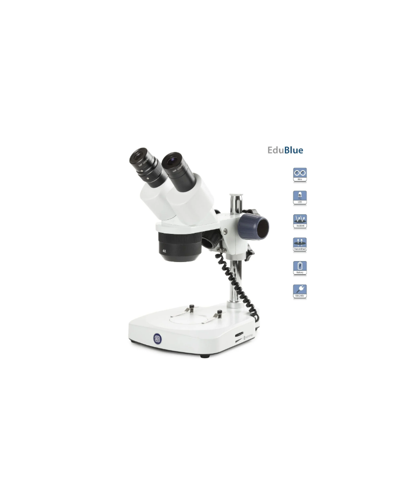 Stéréomicroscope binoculaire EduBlue à  LED avec caméra numérique intégrée et cable USB (grossissement 20x / 40x)