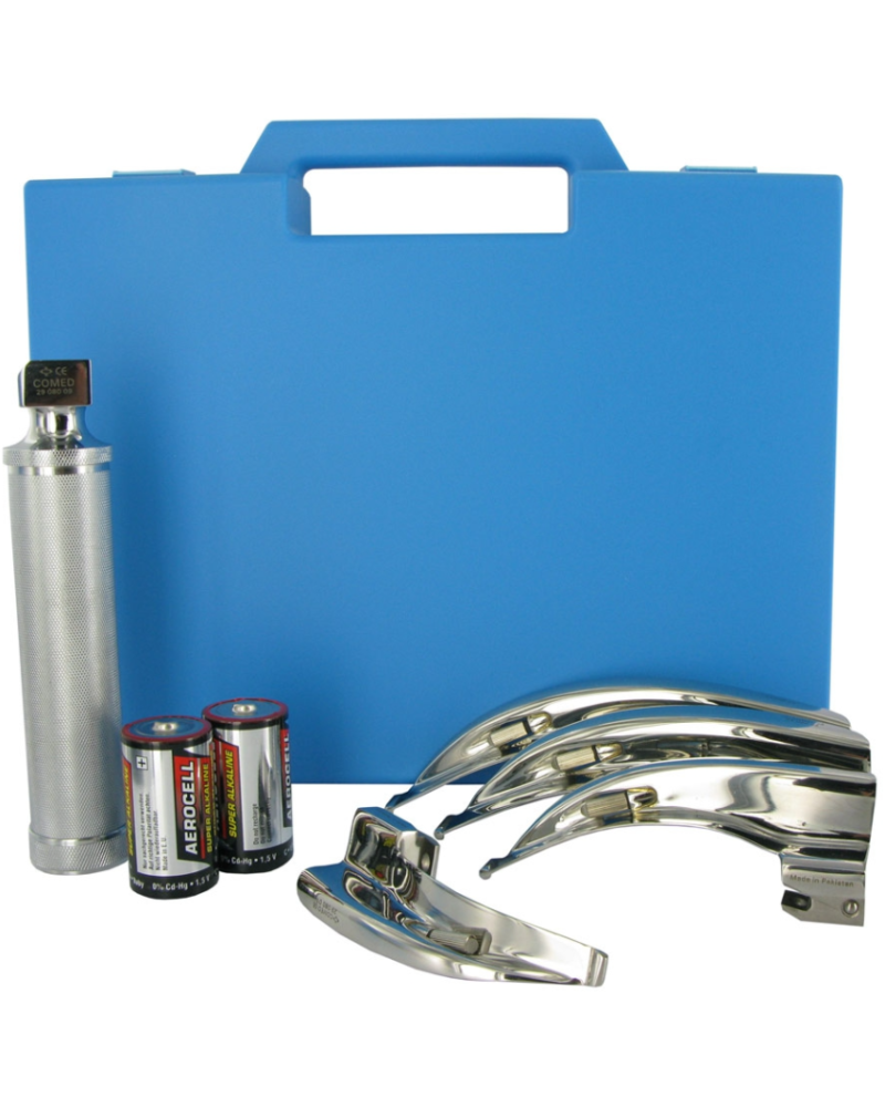 Coffret de laryngoscopes acier lumière conventionnelle - 4 lames