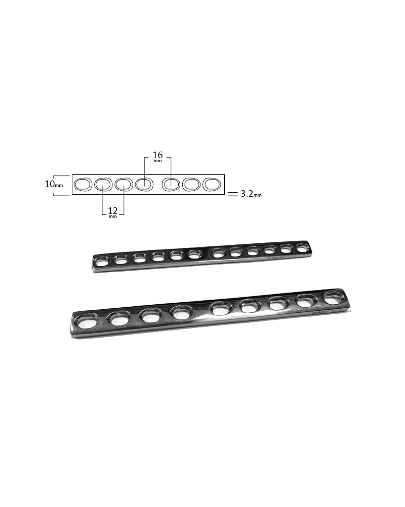 Plaque DCP auto compressive pour vis 3,5 mm ; 2 à 12 trous Plaque DCP auto compressive pour vis 3,5 mm ; 2 à 12 trous