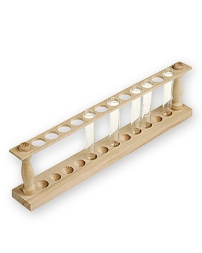 Portoir en bois pour 12 tubes à hémolyse, diam. trous 16 mm Portoir en bois pour 12 tubes à hémolyse, diam. trous 16 mm