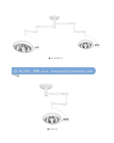 Lampe d'opération plafonnier à  2 coupoles , modèle KL700/500-III