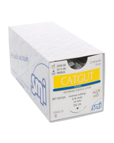 Fil de suture Catgut plein 2/0, Aiguille triangulaire