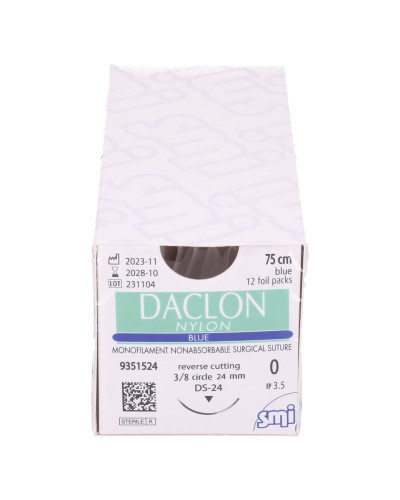 Fil de suture Nylon 1, aiguille rond 1/2