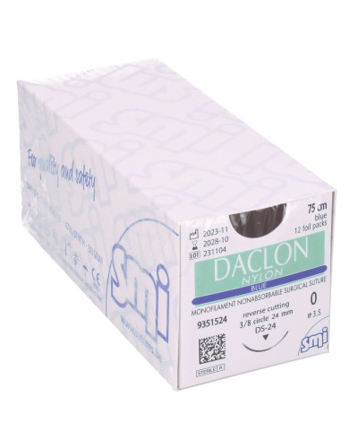 Fil de suture Nylon 1, aiguille rond 1/2