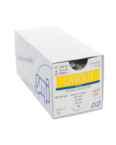 Fil de suture Catgut plein 2, Aiguille rond