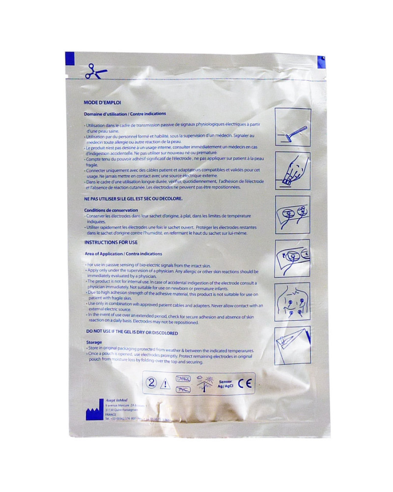 Electrodes ovales support mousse à gel solide Adulte/enfant