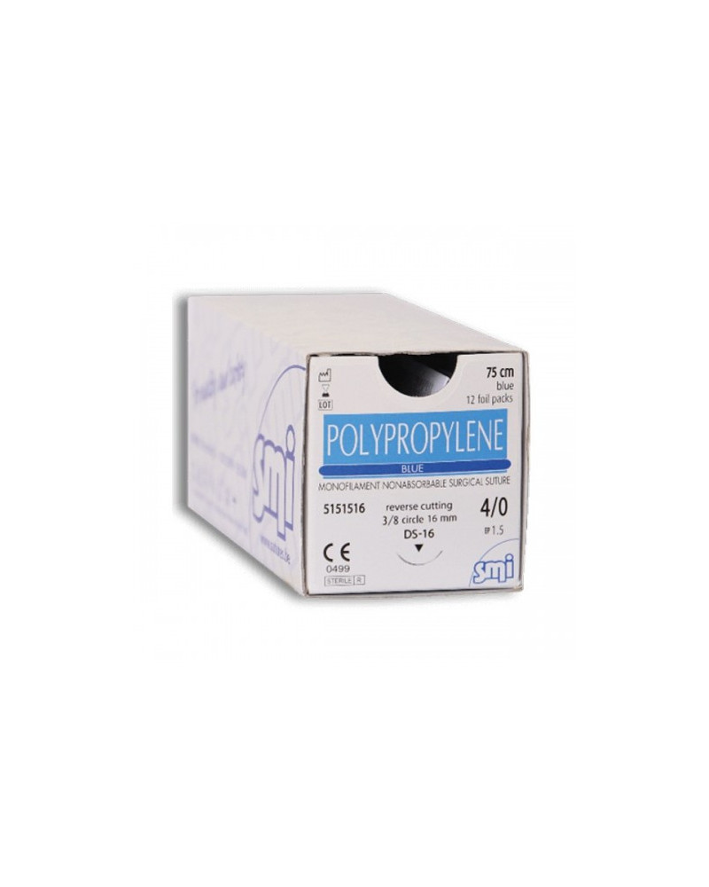 Fil de suture POLYPROPYLENE monofilament bleu, Aiguille ronde 1/2 Fil de suture POLYPROPYLENE monofilament bleu, Aiguille ronde 1/2