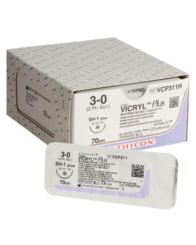 Fil de suture (VICRYL) POLYGLACTINE 910 multifilament violet, Aiguille ronde 1/2 pointe conique Fil de suture (VICRYL) POLYGLACTINE 910 multifilament violet, Aiguille ronde 1/2 pointe conique