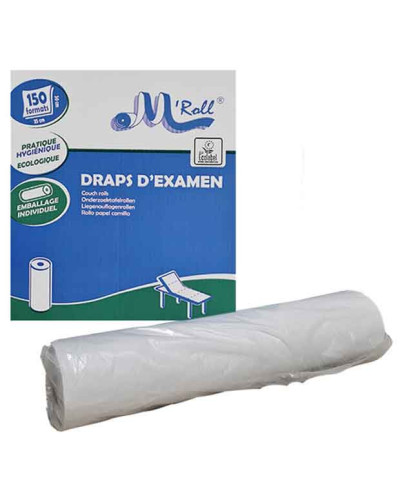 Drap d'examen EcoLabel lisse M'ROLL,Ouate recyclée 150 formats de 35 cm
