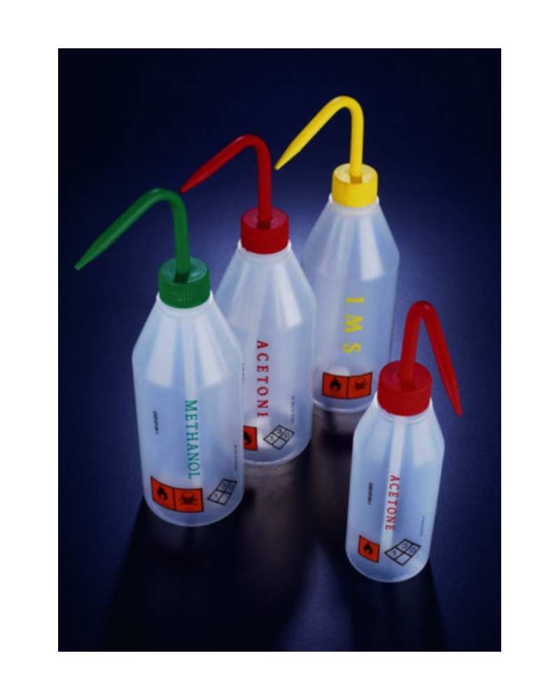 Flacons pissettes, forme bouteille, imprimées, LDPE AZLON Flacons pissettes, forme bouteille, imprimées, LDPE AZLON