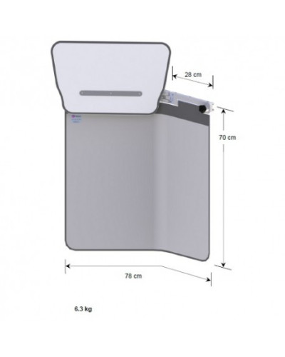 Bavolet Anti-X simple articulation 100 x 70 cm avec bavette de protection haute amovible et rail porte accessoires Bavolet Anti-X simple articulation 100 x 70 cm avec bavette de protection haute amovible et rail porte accessoires