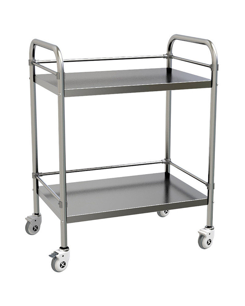 Chariot à instruments en acier inoxydable à 2 couches Chariot à instruments en acier inoxydable à 2 couches