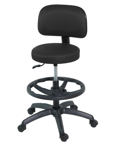 Tabouret à  hauteur régable avec dossier et repose pieds