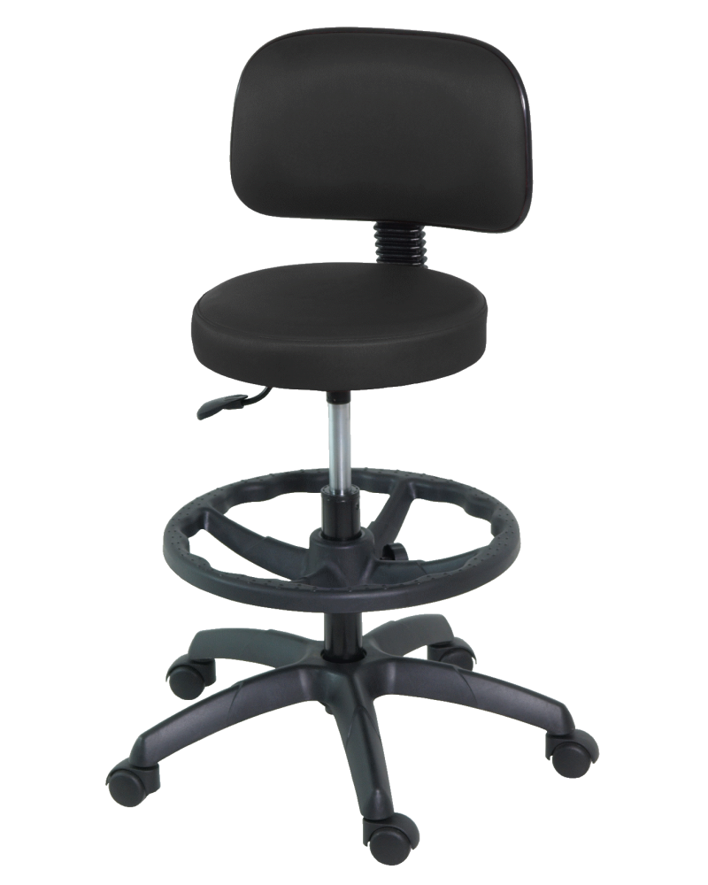 Tabouret à  hauteur régable avec dossier et repose pieds