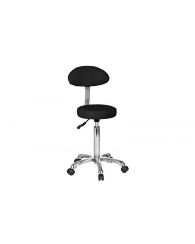 Tabouret en acier inox avec dossier et repose pieds