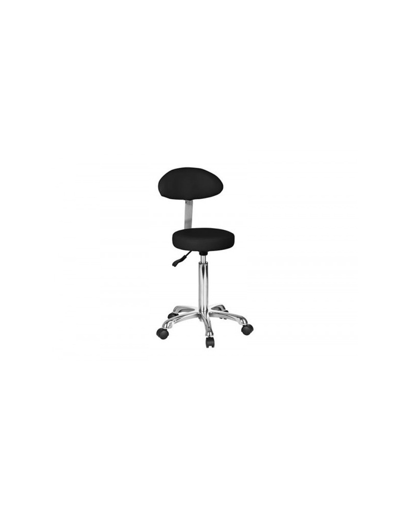 Tabouret en acier inox avec dossier et repose pieds