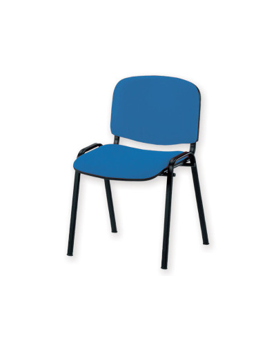 Chaise visiteur 1 place en similicuir bleu