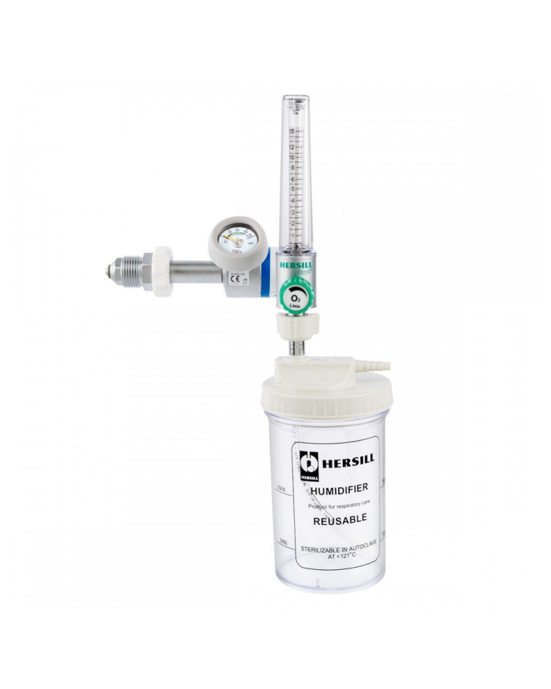 Détenteur oxygène avec débitmètre à  bille et humidificateur Détenteur oxygène avec débitmètre à  bille et humidificateur