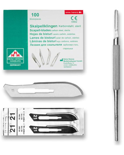 Lame de bistouri stérile n°21, pour manche n°4 (paquet de 100)