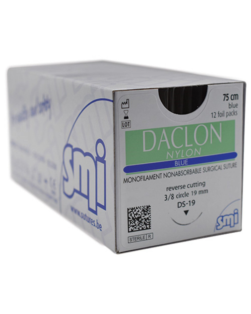 Fils de suture nylon type DACLON, aiguille triangulaire 3/8 Fils de suture nylon type DACLON, aiguille triangulaire 3/8