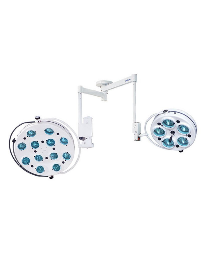 Lampe d'opération plafonnière double coupoles, 17 reflecteurs