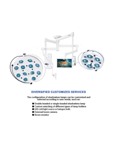 Lampe d'opération plafonnière double coupoles, 17 reflecteurs